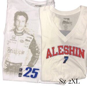 Vintage T-Shirts, Sz 2XL, 2 For 1 Package, Nascar Mikhail Aleshin, Graphic Tees